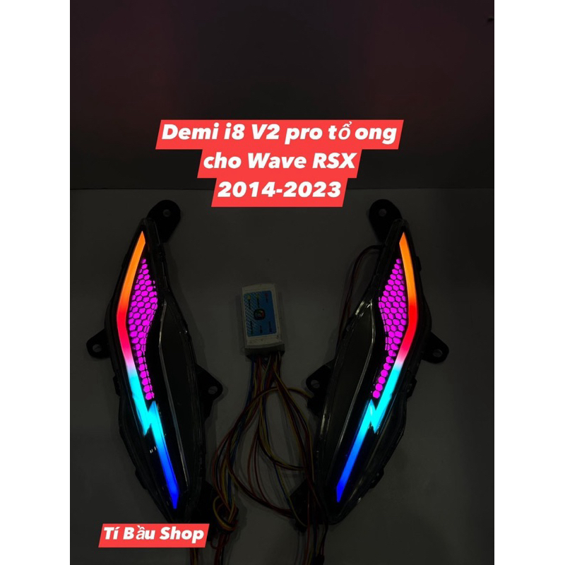 Cụm đèn demi xinhan độ sẵn audi i8 V2 pro cho Wave RSX 2014 - 2023