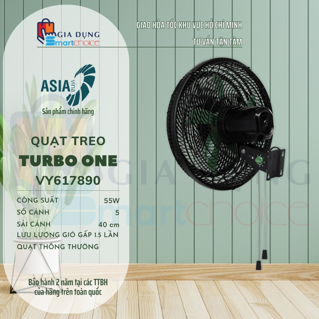 ASIAVINA GIÁ SHOCK, QUẠT TREO 2 DÂY ASIAVINA VY617890 55W, QUẠT TURBO ONE ASIA, GIÓ SIÊU MẠNH, CHÍNH HÃNG, GIAO HỎA TỐC