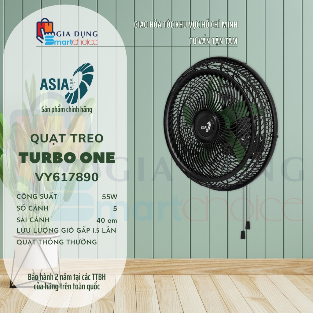 ASIAVINA GIÁ SHOCK, QUẠT TREO 2 DÂY ASIAVINA VY617890 55W, QUẠT TURBO ONE ASIA, GIÓ SIÊU MẠNH, CHÍNH HÃNG, GIAO HỎA TỐC