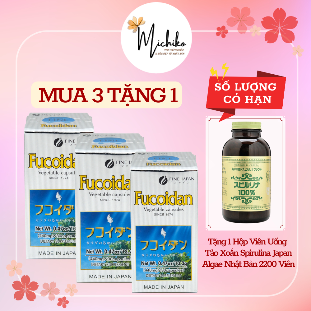 Combo 3 Hộp Viên uống Fine Japan Fucoidan Nhật Bản Hỗ Trợ D.ie.u T..ri U..ng T.hu 3 Hộp x 30 Viên