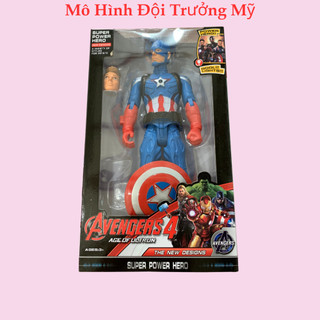 Mô hình đội trưởng mỹ mô hình captain america siêu nhân cao 27cm có đèn sáng đỏ cử động khớp nhựa siêu bền
