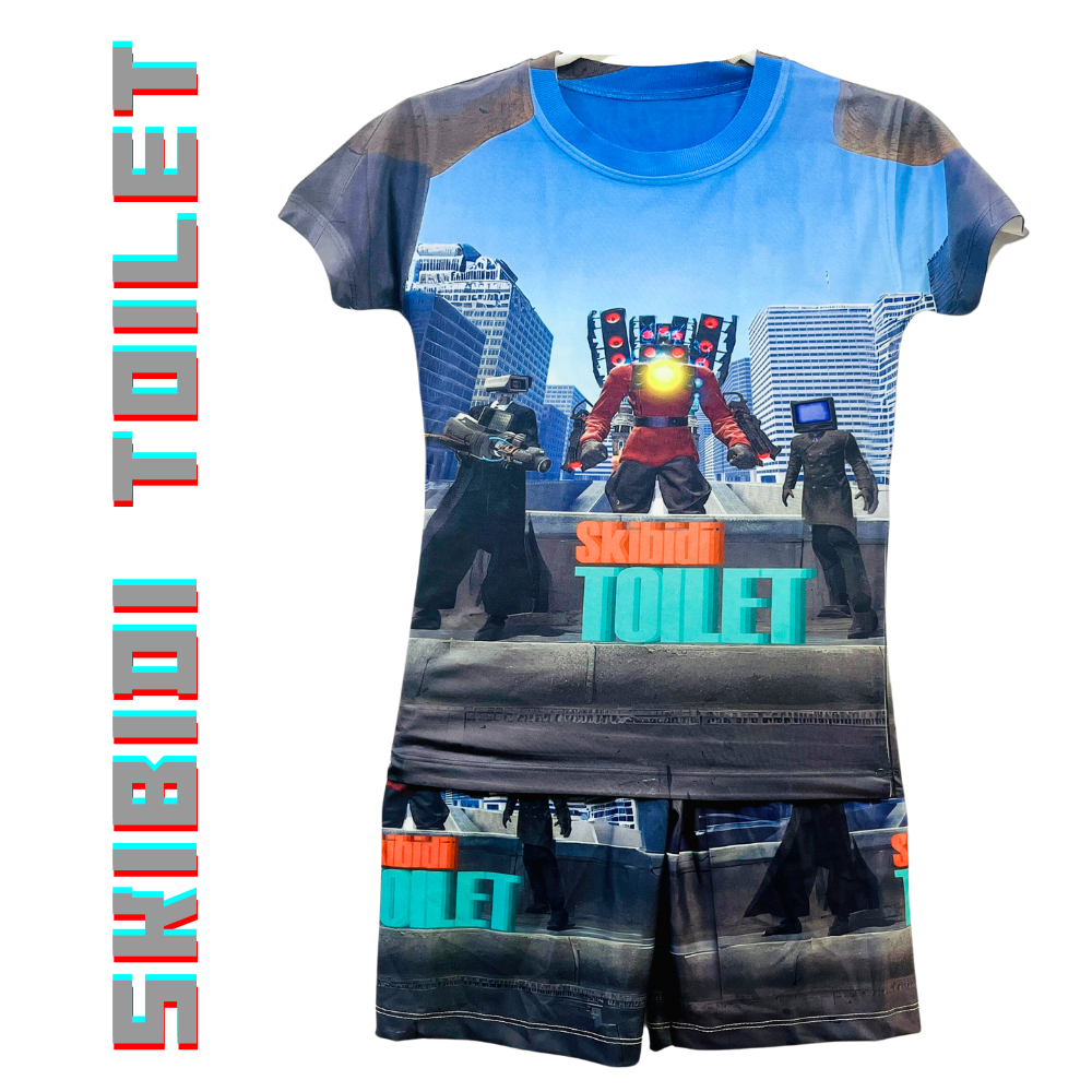 Bộ thun lạnh Cổ Tròn Titan Tivi man, Skibidi Toilet, Skibidi Man bé trai, con nít, Có size cho bé từ 10kg - 60kg