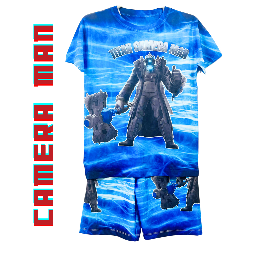 Bộ thun lạnh Cổ Tròn Titan Tivi man, Skibidi Toilet, Skibidi Man bé trai, con nít, Có size cho bé từ 10kg - 60kg