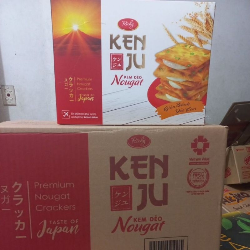 Thùng bánh quy giòn kem dẻo Kenju Nougat 12 hộp*279g