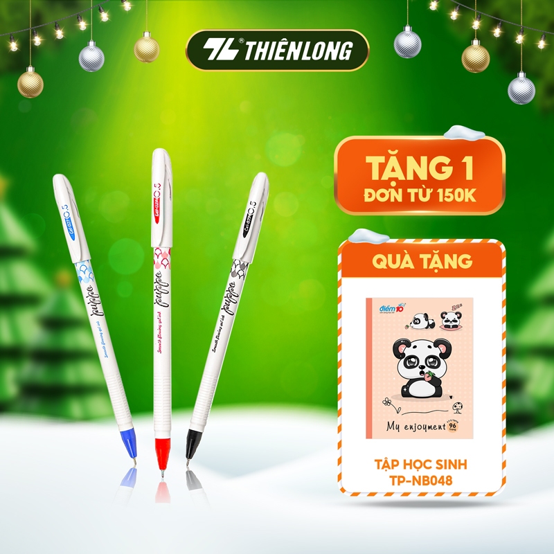 Combo 5 Bút Gel Thiên Long GEL-027 ngòi 0.5mm mực xanh/đỏ/đen/tím thiết kế hiện đại, phú hợp tay cầm học sinh