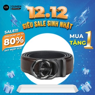 Dây nịt thắt lưng nam gumen da saffinano bản mặt g nâu cao cấp thời trang phong cách mạnh mẽ cá tính