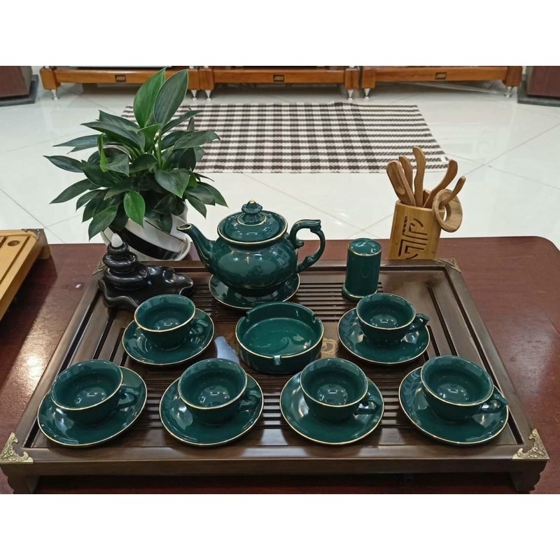 Khay Trà Đựng Ấm Chén 43,5 x 26,5 x 5.5cm, Có Ngăn Chứa Nước Thừa