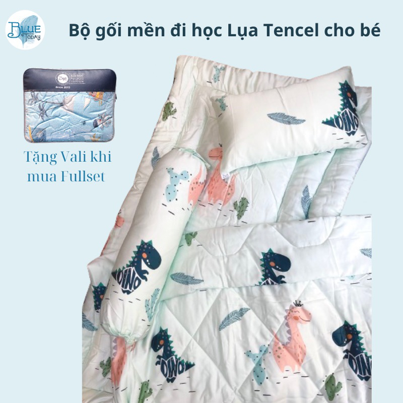 Bộ chăn gối tấm trải cho bé đi học Lụa Tencel Blue Today cao cấp, bộ mền cho bé trai, bé gái
