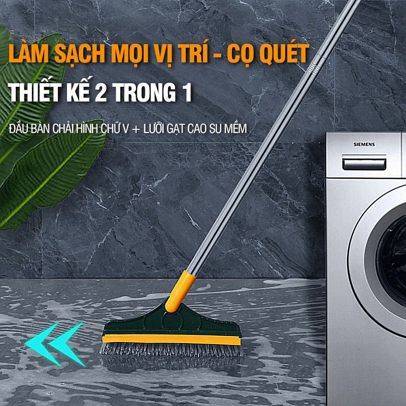 Cây chà sàn nhà tắm Kitimop-Z4 chổi cọ sàn và gạt nước đa năng 2 trong 1, cọ sạch khe hẹp và góc tường