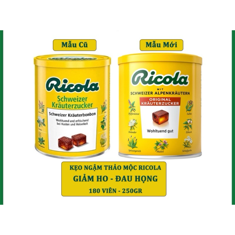 Kẹo ngậm ho thảo mộc Ricola Original Herb 250gr - Nhập khẩu Đức