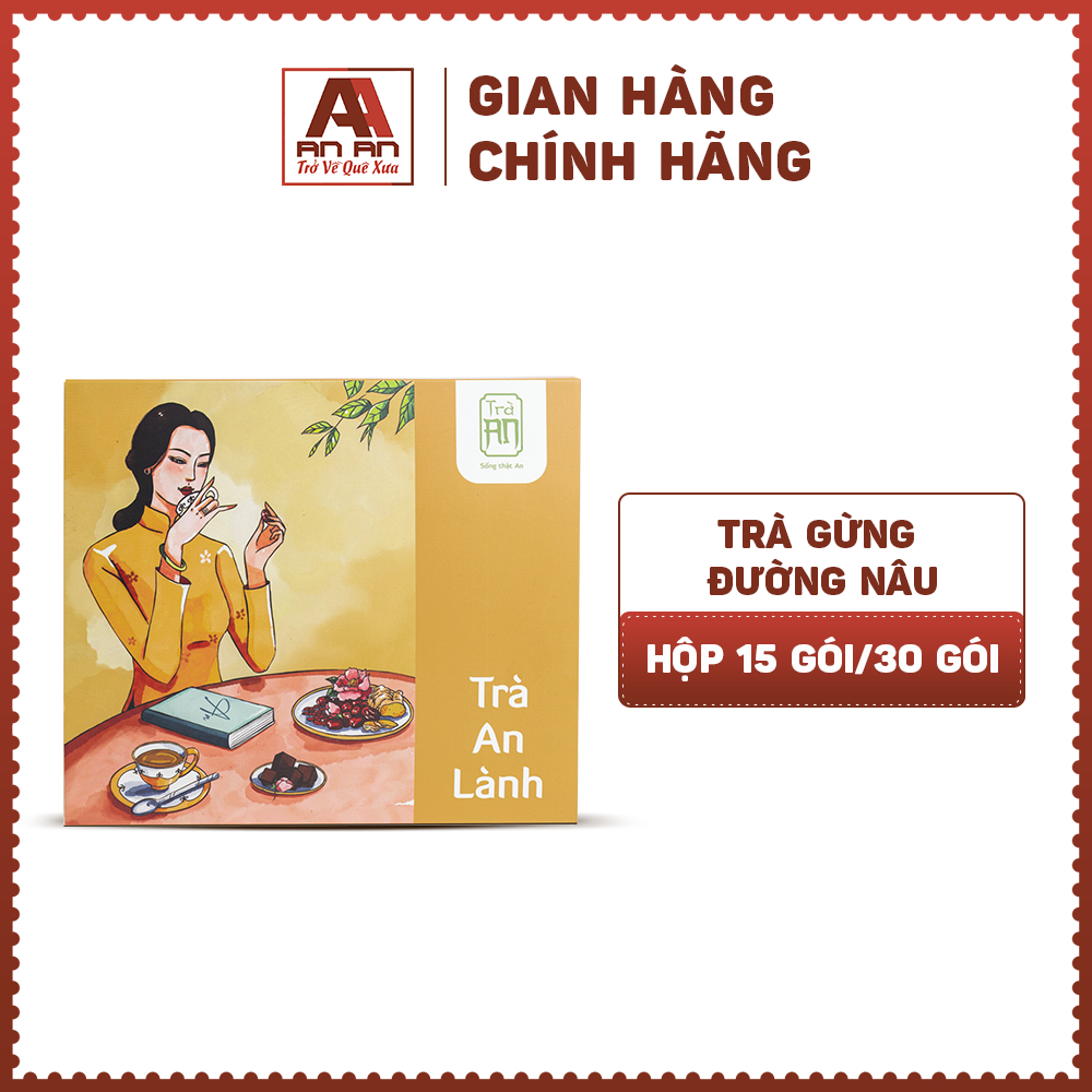 Trà gừng đường nâu An An giúp làm ấm, đẹp da, giảm đau kỳ kinh, tốt cho tiêu hóa