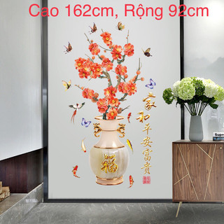 {Size lớn} Decan dán tường bình hoa đào.