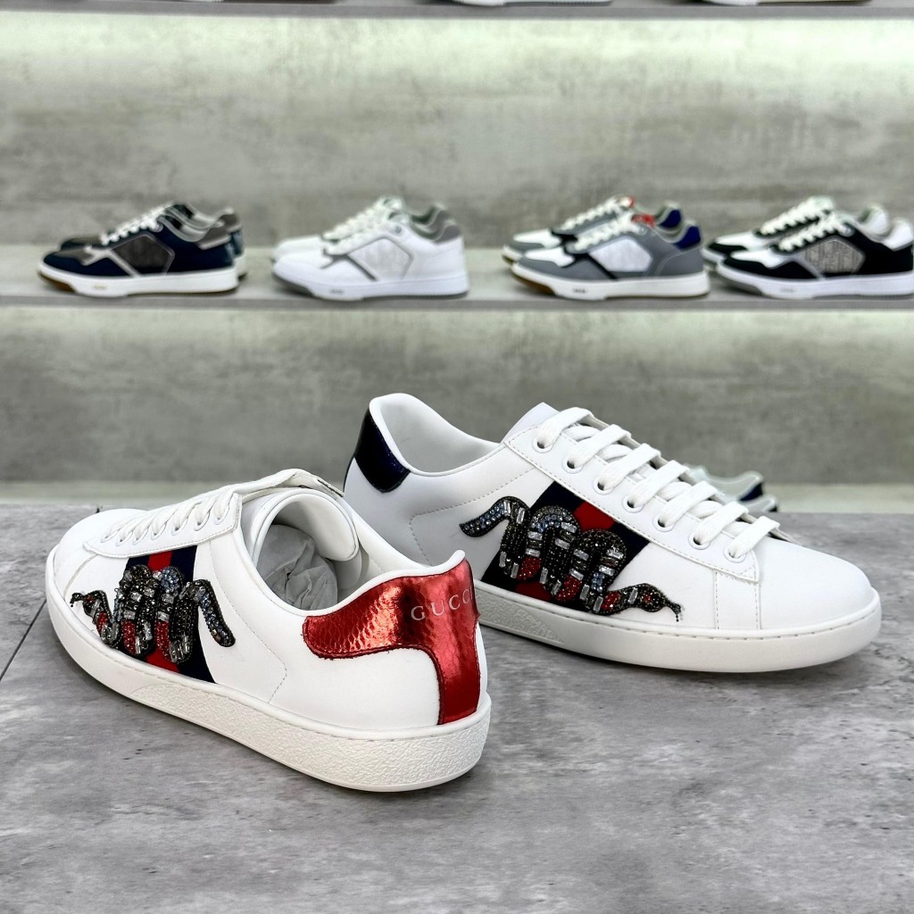 Giày Gucci ACE Rắn Đính Đá, GC Rắn Đá Bản Trung Cao Cấp Full size Nam Nữ,