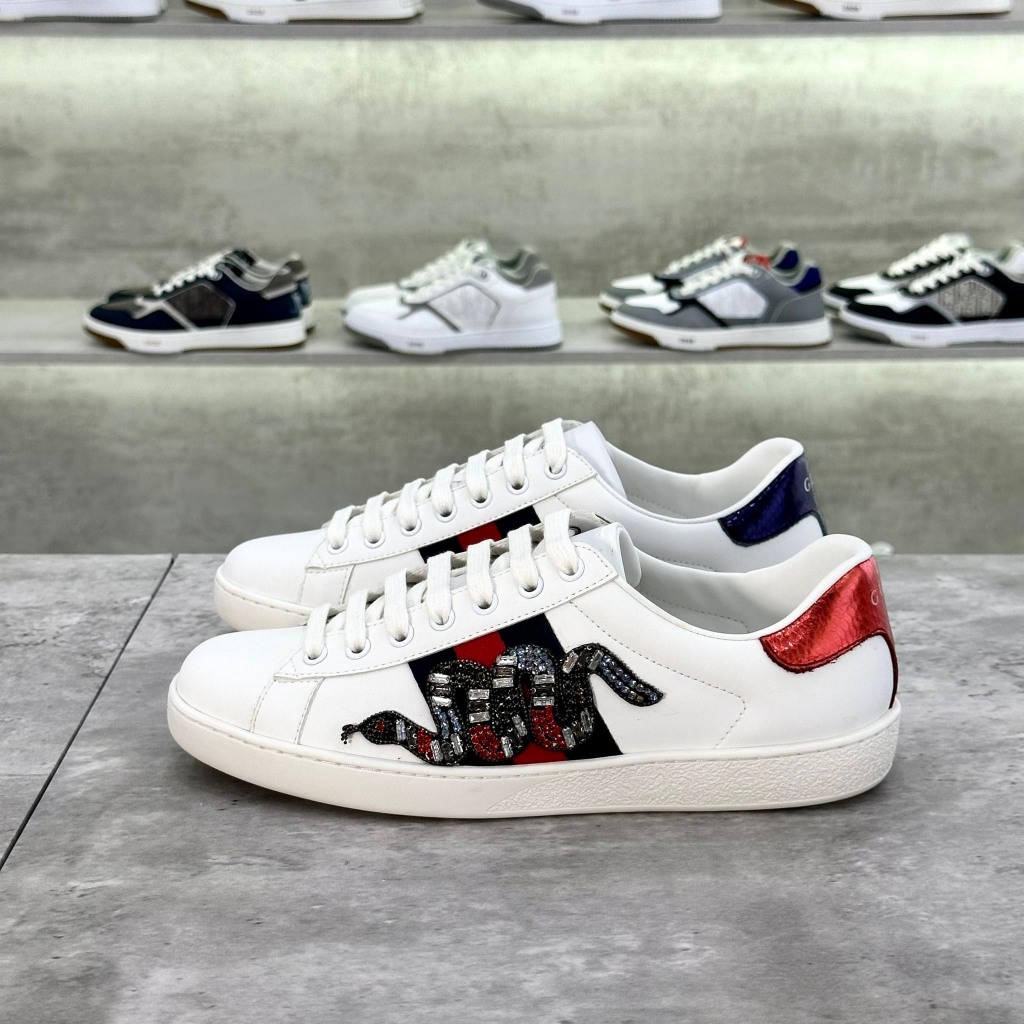 Giày Gucci ACE Rắn Đính Đá, GC Rắn Đá Bản Trung Cao Cấp Full size Nam Nữ,