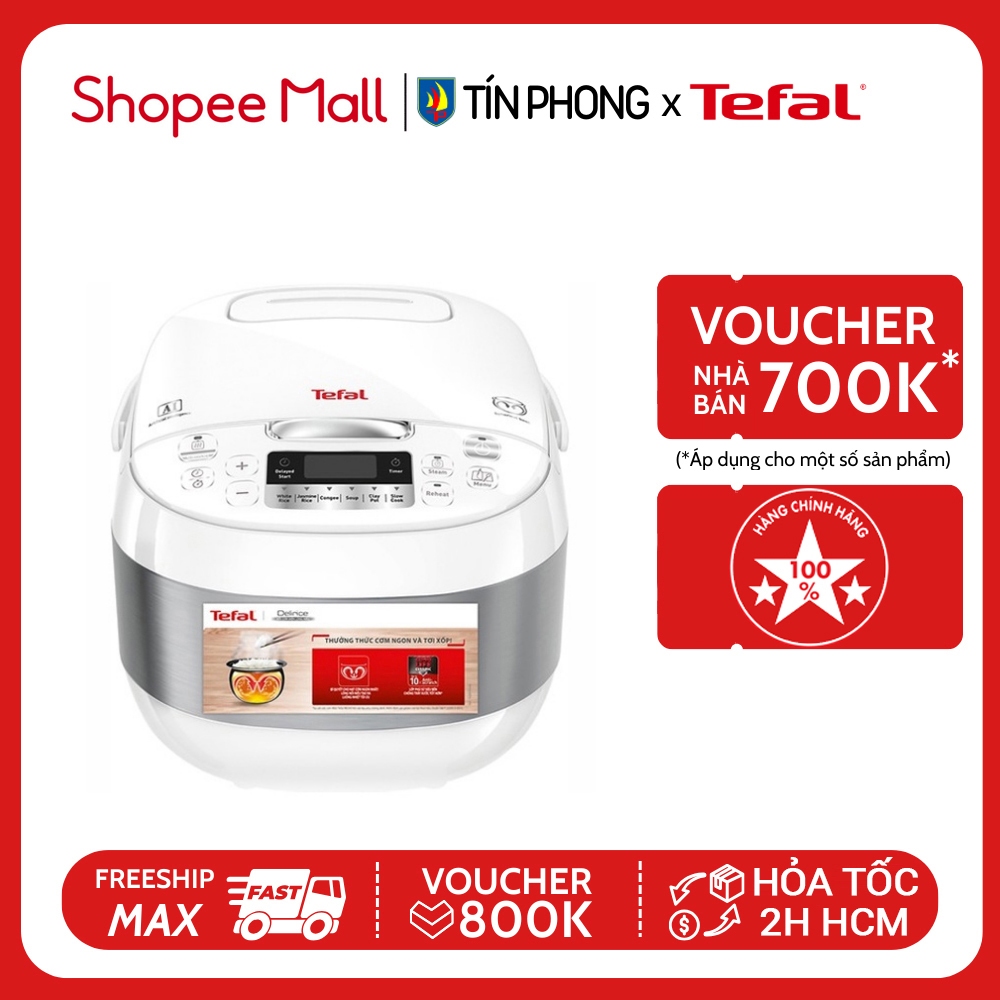 Nồi cơm điện tử cao tần Tefal RK808168 - 1.5 Lít, 1200W - lòng nồi dày 2.836 mm - Có xửng hấp - Hàng chính hãng