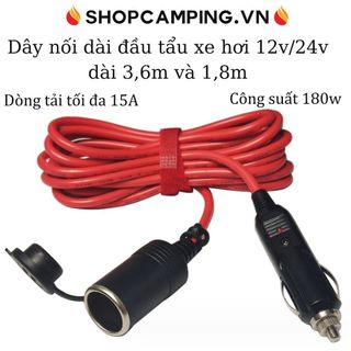 Dây cáp nối dài đầu tẩu 12v/24v dài 3,6m xe hơi - Camping VietNam