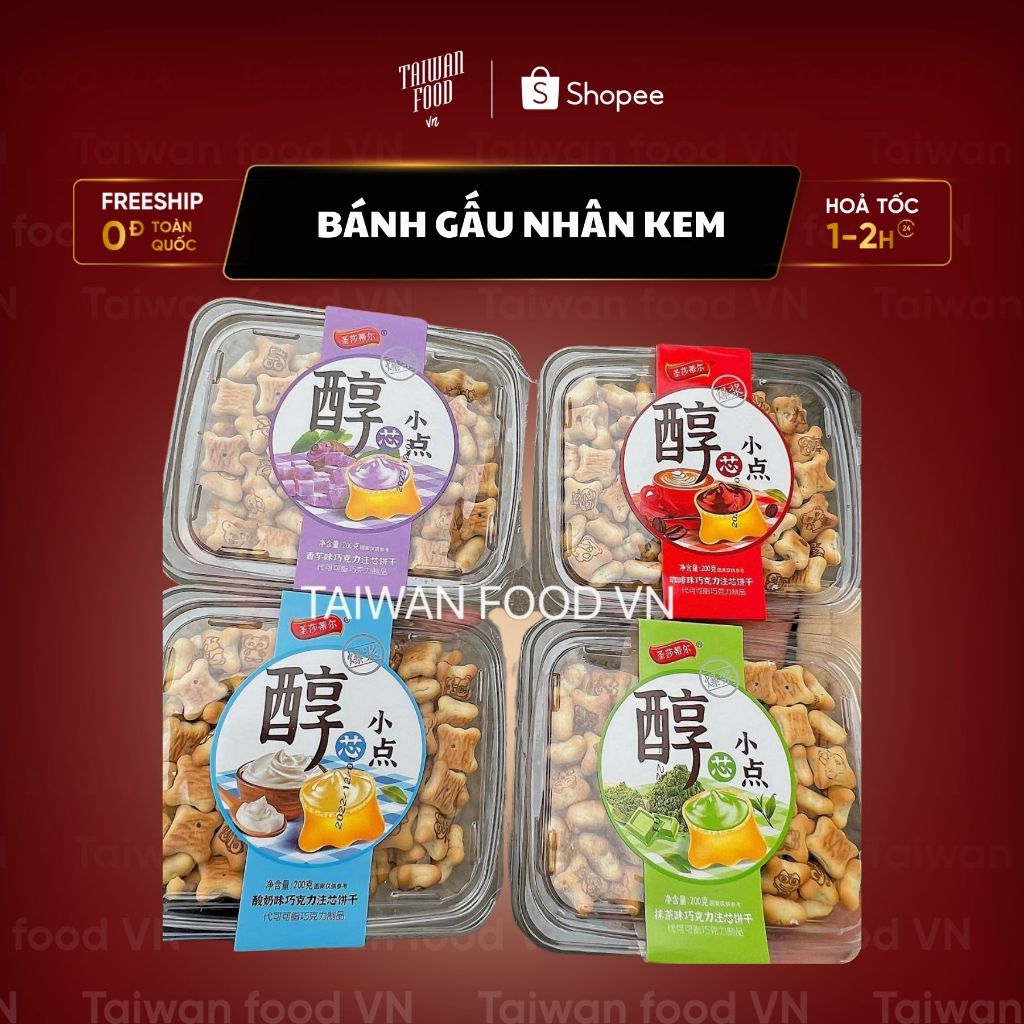 Bánh Gấu Nhân Kem 8 Vị { TAIWAN FOOD VN} ĐỒ ĂN VẶT NỘI ĐỊA TRUNG