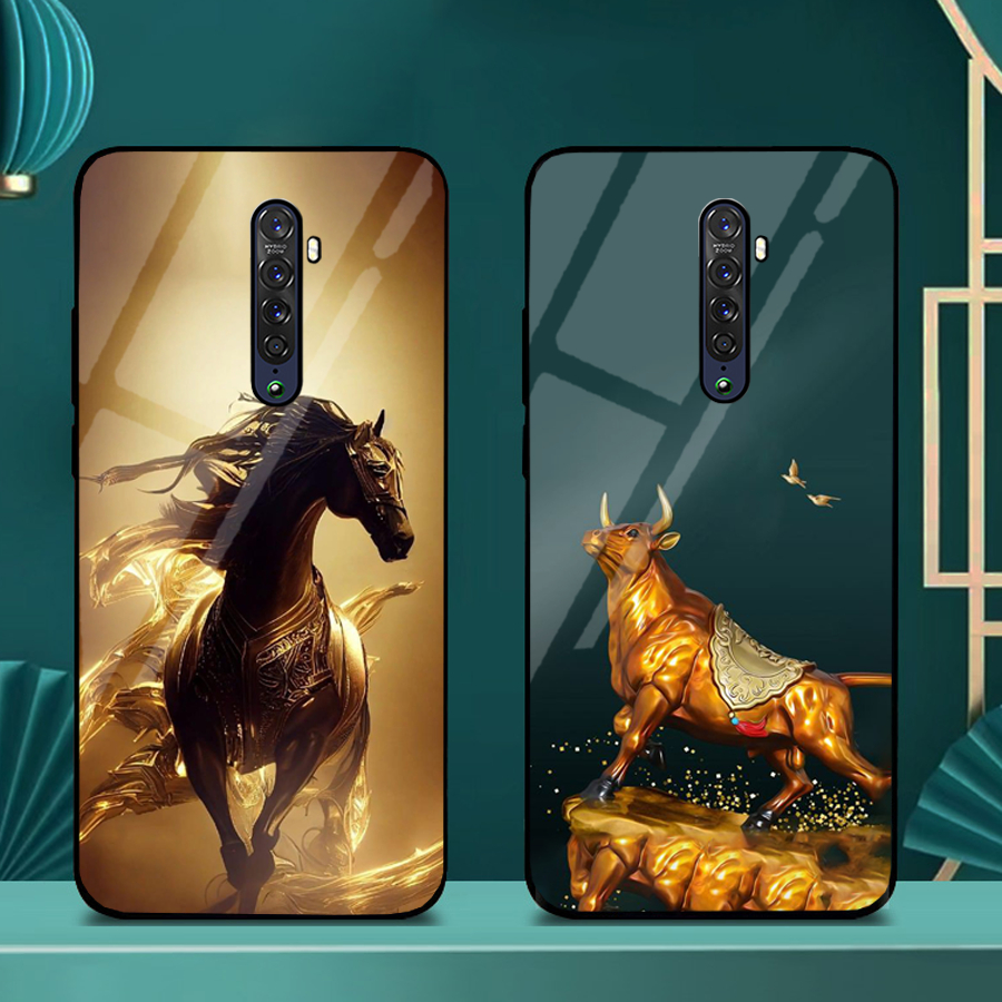 Ốp Lưng OPPO RENO 2F, RENO 2 Mặt lưng kính cao cấp, thiết kế độc quyền 12 con giáp