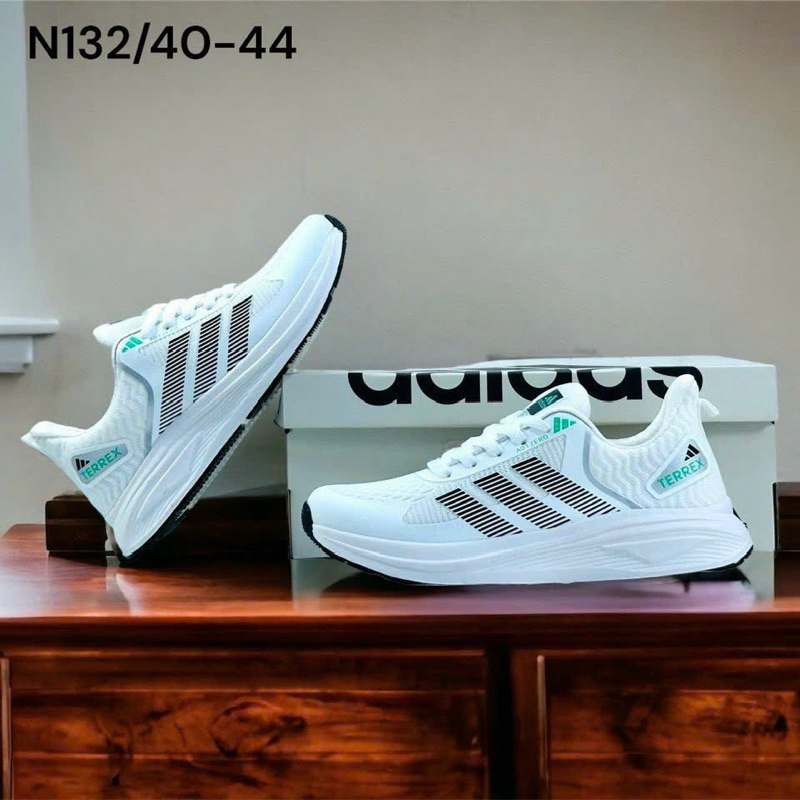 Giầy thể thao nam trắng phối đen N132, giày chạy bộ tập gym siêu nhẹ