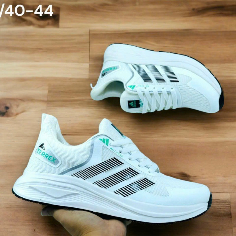 Giầy thể thao nam trắng phối đen N132, giày chạy bộ tập gym siêu nhẹ