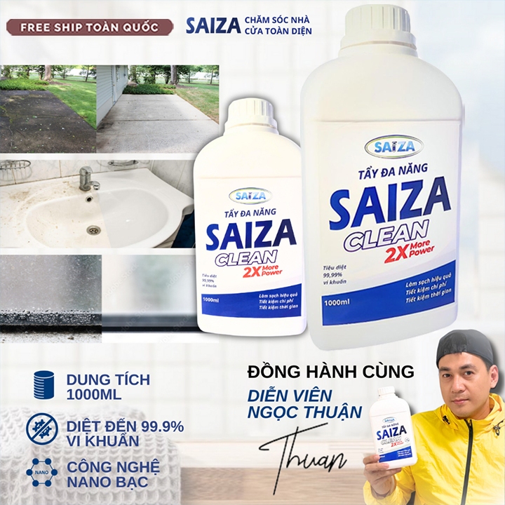 Nước Tẩy Đa Năng - Tẩy Cặn CANXI Vệ Sinh Sàn Nhà SAIZA 1000ml Làm Sạch Bề Mặt Sàn Đá Hoa, Vết Ố Vàng Nhà Tắm