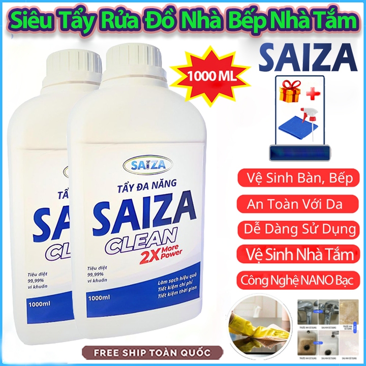 Nước Tẩy Đa Năng - Tẩy Cặn CANXI Vệ Sinh Sàn Nhà SAIZA 1000ml Làm Sạch Bề Mặt Sàn Đá Hoa, Vết Ố Vàng Nhà Tắm