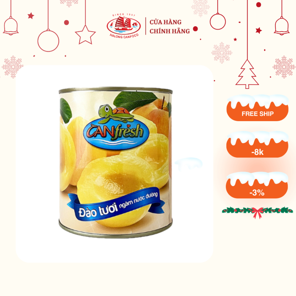 Đào Tươi Ngâm Nước Đường CANfresh 820g - Đồ Hộp Hạ Long