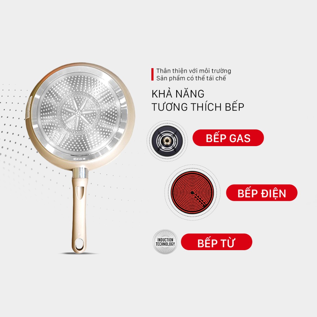 Chảo chiên Tefal Sensations 3 size 24cm/ 26cm/ 28cm - Chống dính - Điểm báo nhiệt - Tay cấm cách nhiệt