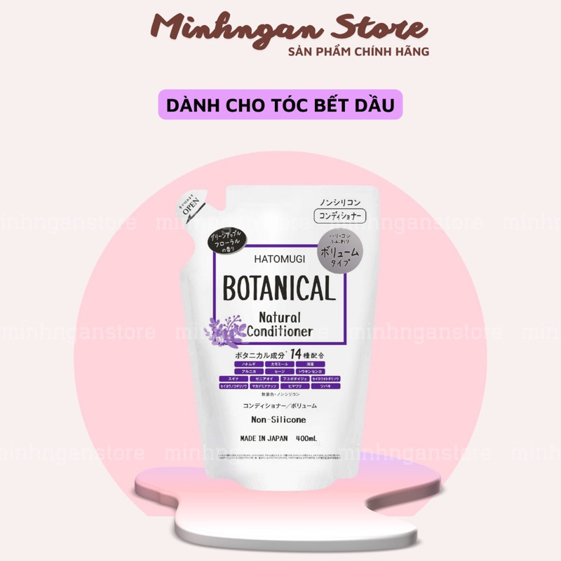 CHÍNH HÃNG Gội xả Hatomugi Botanical Nhật Bản phồng tóc kiềm dầu