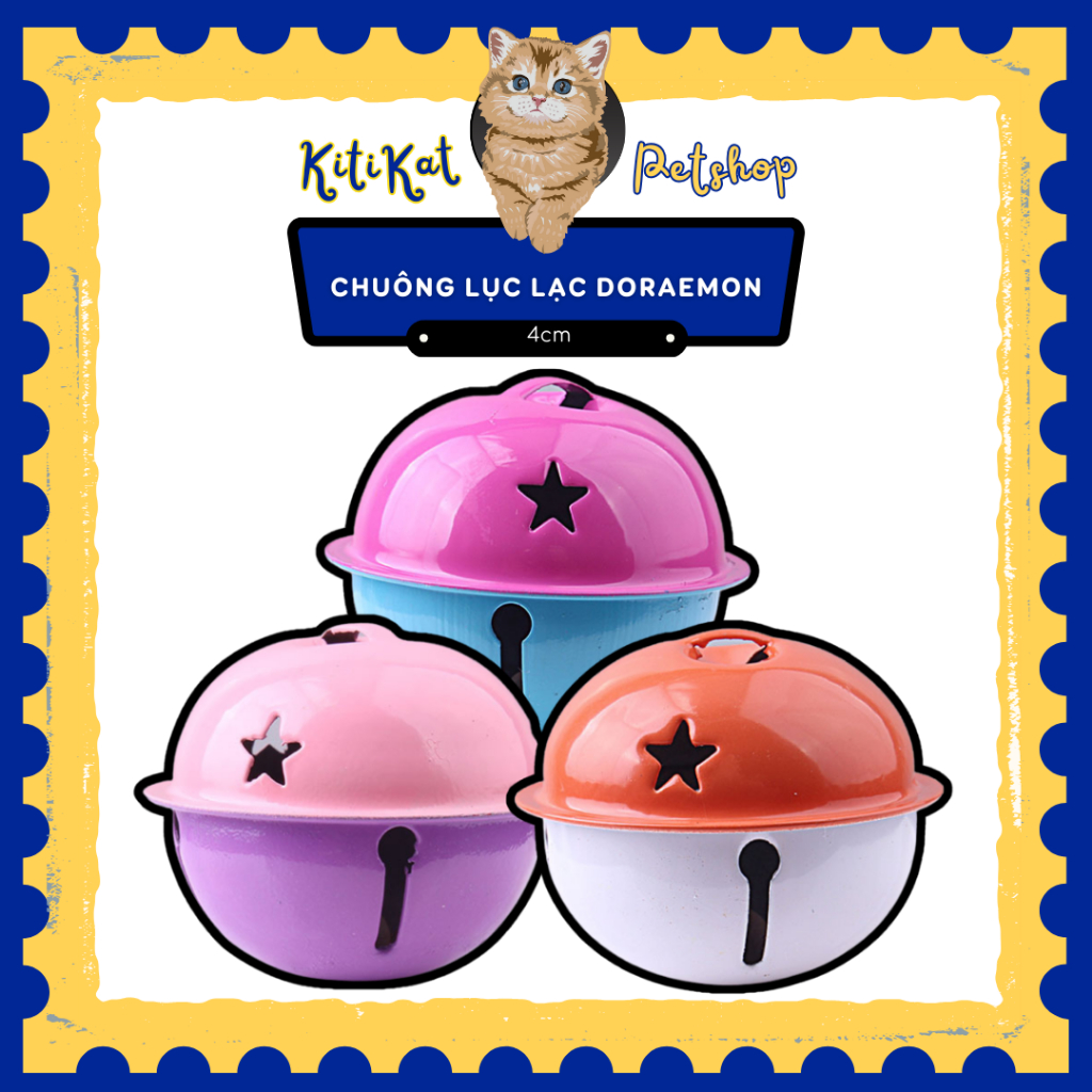 Chuông lục lạc đeo cổ cho mèo Doraemon, Chuông cổ lục lạc rời cho thú cưng đáng yêu size to có thể l