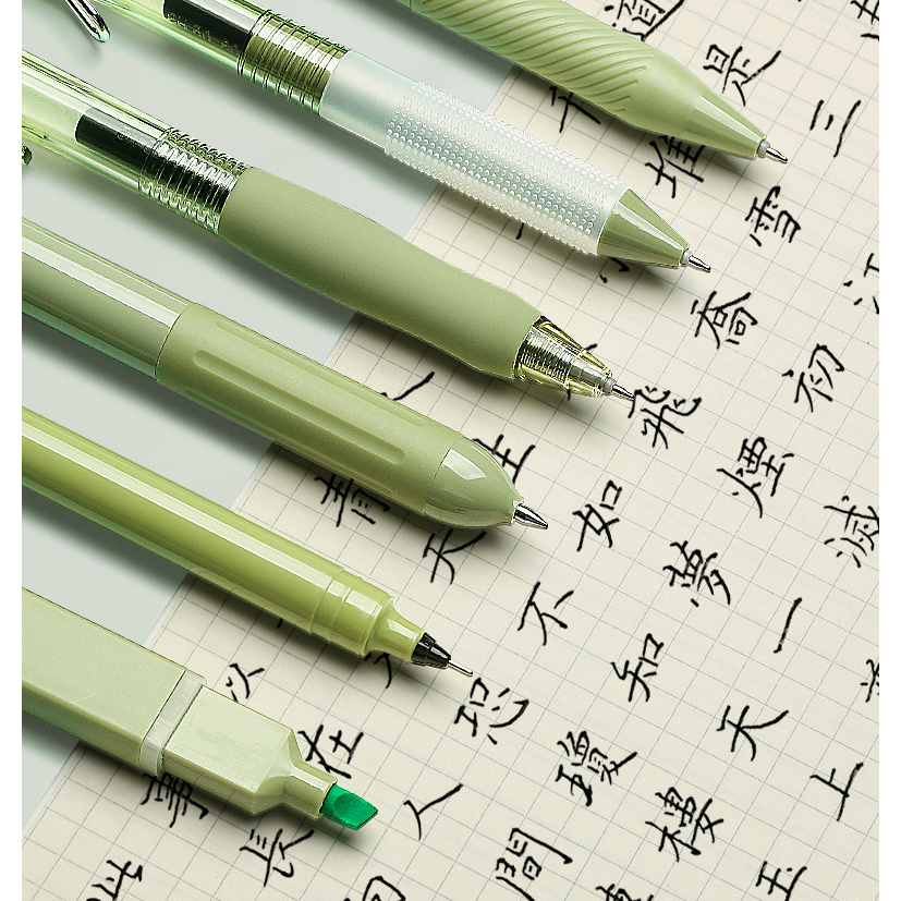 Bộ 6 bút Deli Xinh Xắn 33867 mực đen viết trơn êm đầu ngòi St, Cs nhanh khô.