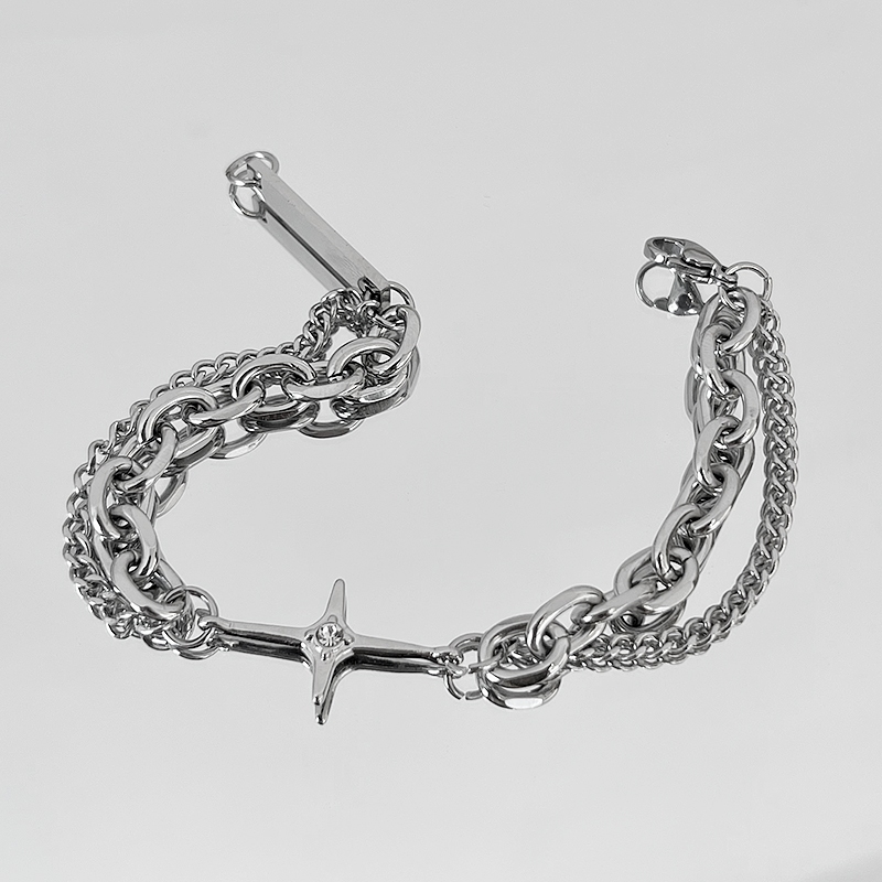 Vòng tay nam nữ thép titan không gỉ Merin Accessories màu bạc điều chỉnh size basic dễ phối đồ- Tổng Hợp Vòng tay titan