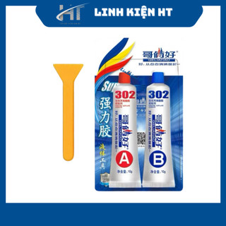 Keo AB 302 trong suốt 2 thành phần chịu nhiệt dán gốm, dán nhựa , dán gỗ , dán kim loại...loại 20g - Linh kiện HT