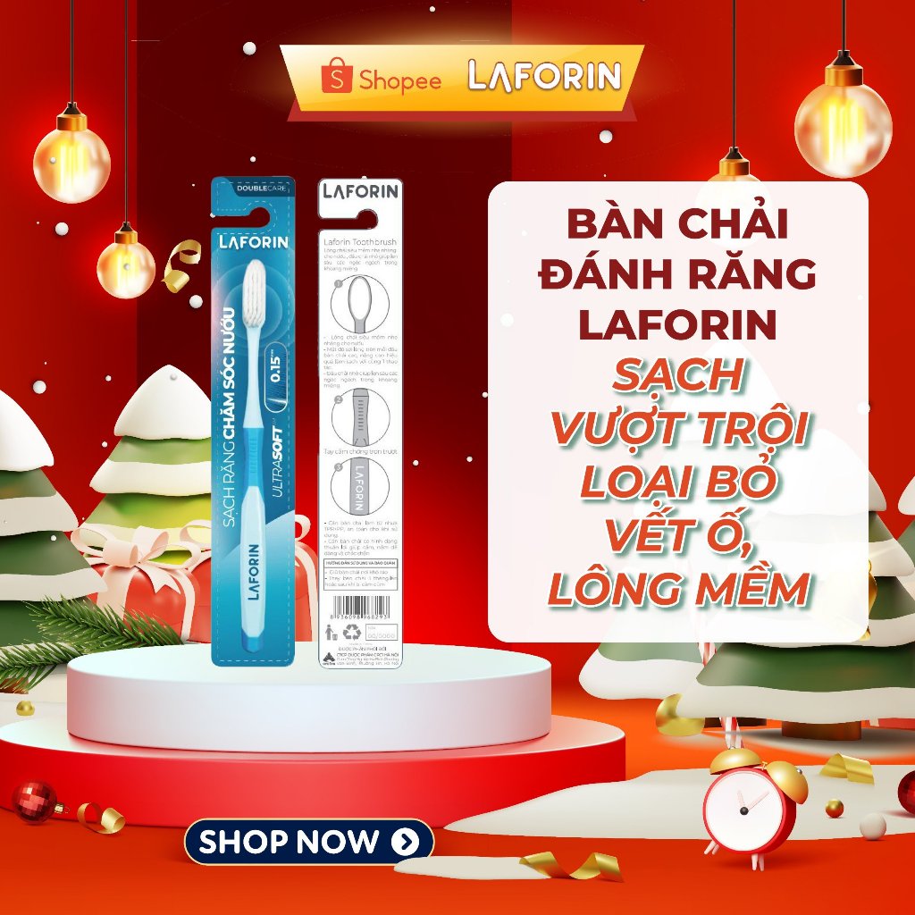 Bàn chải Laforin đánh răng sạch vượt trội, loại bỏ vết ố, lông mềm