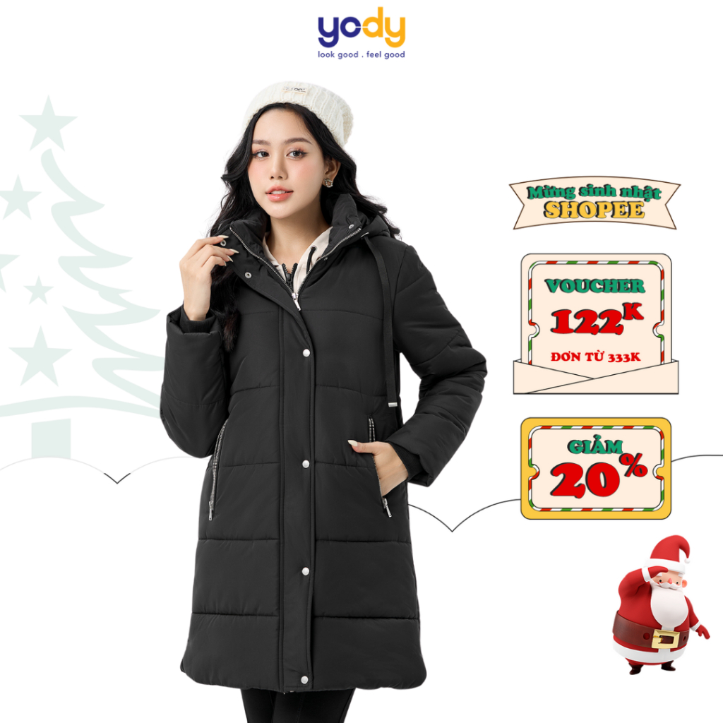 Áo phao VIP nữ YODY dáng dài áo khoác đại hàn mùa đông siêu ấm PVN6002