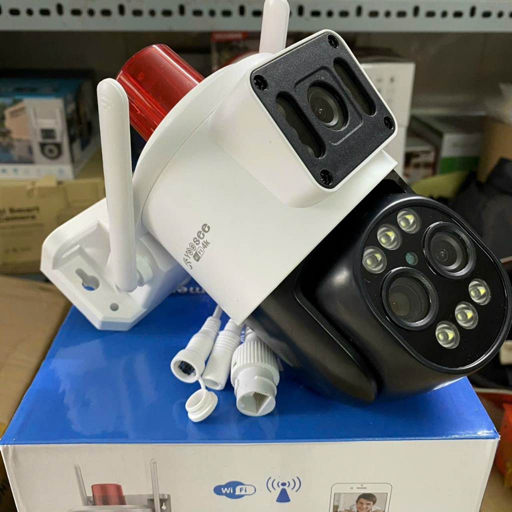 CAMERA YOOSEE ZOOM 10X CÓ ĐÈN NHÁY - NGOÀI TRỜI 6+6led Siêu Nét -Chống Nước-Xem 2 Khung HÌnh