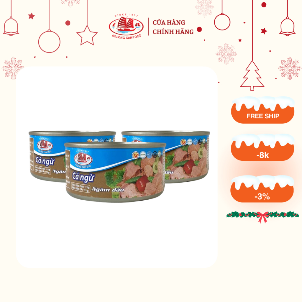 Combo 3 Cá Ngừ Cắt Khúc Ngâm Dâu HALONG CANFOCO 115g/175g/1 lon