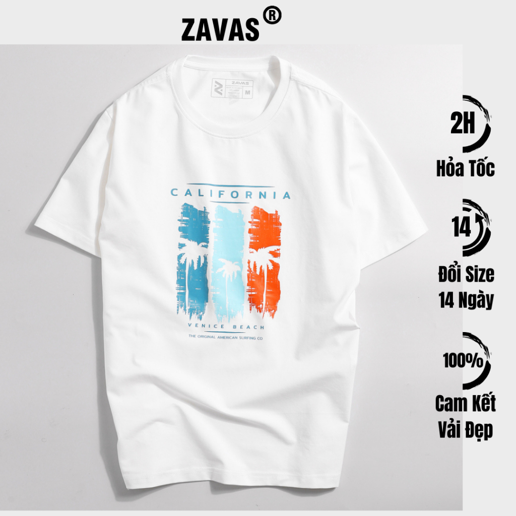 Áo thun nam cotton vải dày mịn ZAVAS form Regular tiêu chuẩn co giãn tốt thoáng mát không gây nóng in hình đẹp rõ - Z18