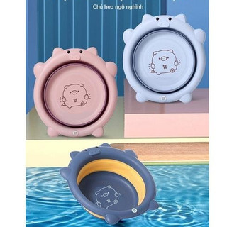 Chậu rửa mặt gấp gọn cho bé tập vệ sinh cá nhân - hình heo con