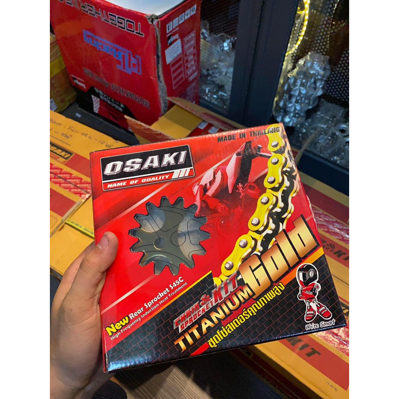 Bộ nhông sên 10ly,9ly vàng dĩa đen chính hãng Osaki Thailand cho xe Exciter,Winner,Ju,Sĩ,Wave,drem ,Future.