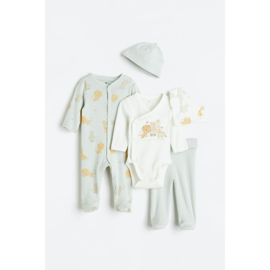 Set 5 chi tiết quần áo sơ sinh 0932175015 HM H&M_authentic