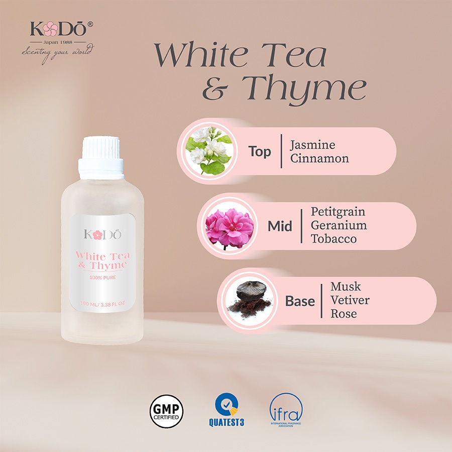 KODO - White Tea & Thyme - Hương trà trắng và xạ hương- Tinh Dầu Nước Hoa Nguyên Chất - Classic - 10/50/100ml