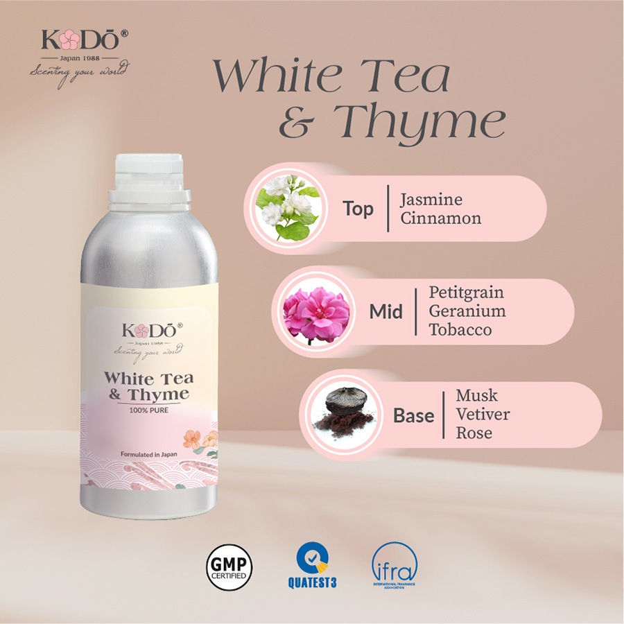 KODO - White Tea & Thyme - Hương trà trắng và xạ hương- Tinh Dầu Nước Hoa Nguyên Chất - Classic - 10/50/100ml