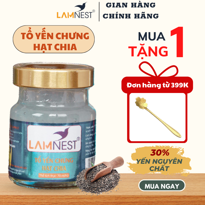 Tổ Yến Chưng Hạt Chia LamNest tươi nguyên chất 30% yến 70ml - yensaocaocaplamnest