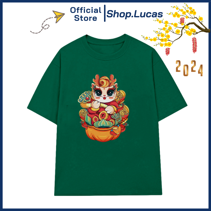 Áo Thun TẾT 2024 CON RỒNG XUÂN GIÁP THÌN Unisex Nam Nữ Áo Gia Đình Cặp Đôi Shop.Lucas - Ngọc Như Ý