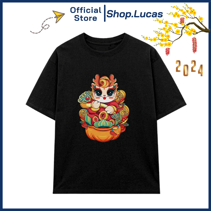 Áo Thun TẾT 2024 CON RỒNG XUÂN GIÁP THÌN Unisex Nam Nữ Áo Gia Đình Cặp Đôi Shop.Lucas - Ngọc Như Ý