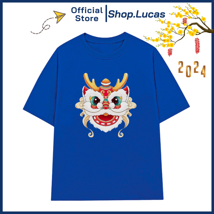 Áo Thun TẾT 2024 CON RỒNG XUÂN GIÁP THÌN Unisex Nam Nữ Áo Gia Đình Cặp Đôi Shop.Lucas - Đầu Lân