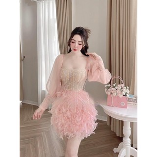 ĐẦM BODY LÔNG XÙ TAY PHỒNG