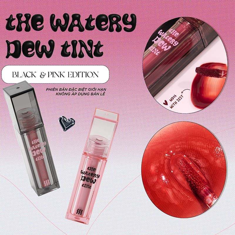 [Pre-Order][NEW][WD14] Combo 2 Son Tint Merzy The Watery Dew Tint Black Pink Edition + Son Kem Lì Soft Touch Lip Tint 2