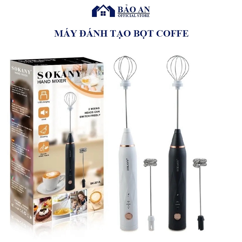 Máy Tạo Bọt Cafe, Đánh Trứng Mini Cầm Tay Cổng Sạc USB- Máy Đánh Trứng Cầm Tay 3 Tốc Độ Sử Dụng Pin Sạc
